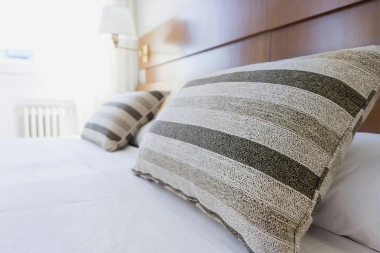 A serviced apartment bedroom