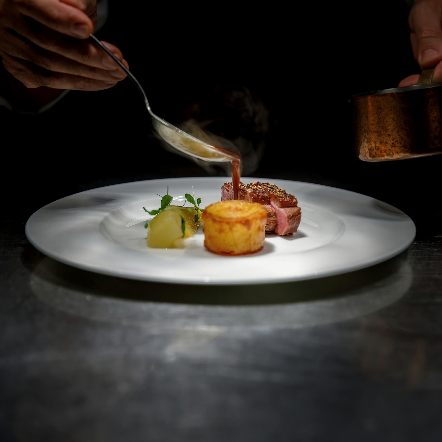 A fine-dining table setting